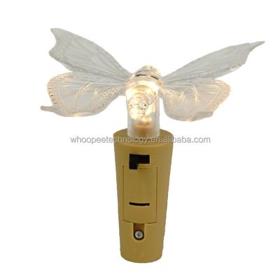 China LED+copper Cork Lights Battery Operated Wire 1M10 LED Wine Bottle With Butterfly Topper For Christmas Warm White Multicolor for sale