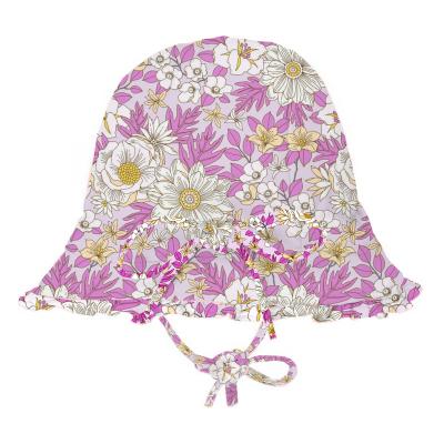 China 2022 Baby Sun Hat 50 Custom Mixed-color Upf Glacier Brim Wide Brim Sun Hat Adjustable Drawstring All Over Flower Hat For Babies for sale