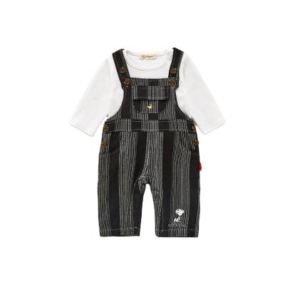 China Overall 100% Cotton Girls Overalls Infant Boys Girls Cotton Overalls Organic Striped Cotton Jumpsuits for sale