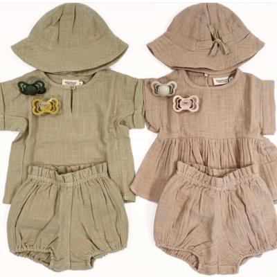 China 2021 Wholesale Casual Cotton Outfits Shorts Sleeve Summer Kid Boutique Baby Organic Clothes Sets Soft Baby Two-piece Suts for sale