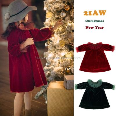 China New Autumn/Winter Christmas Dress New Year's Dress Girl's Velvet Washable Birthday Dress for sale