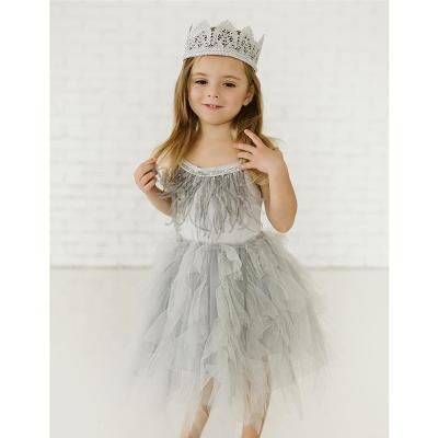 China 2021 anti-static spring and summer baby westernized gradually fringed gauze skirt with puffy halter dress skirt for children for sale