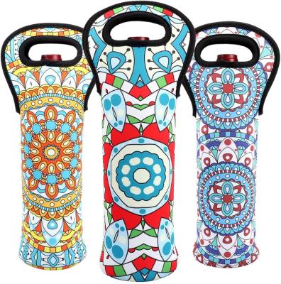 China Wholesale Custom Thermal Insulated Dual Thermal Wine Bottle Cooler Tote Carrier Bag Neoprene Waterproof for sale