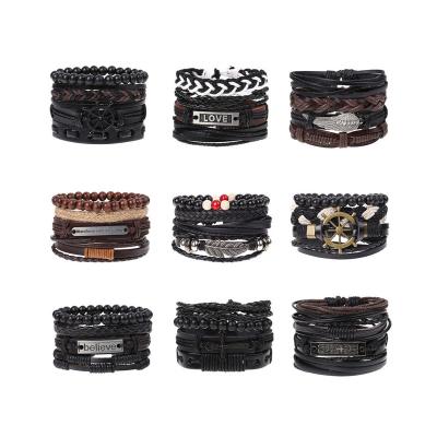 China Factory direct supplier leather bracelet bulk leather cuff bracelet leather bracelets set leather bracelet in bulk for sale