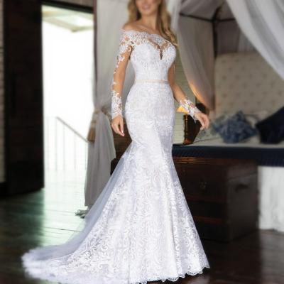 China 2021 Anti-Static African Sexy Ball Gown Wedding Dresses Lace Bridal Gowns Mermaid Wedding Dresses Off-Shoulder Bridal Gowns for sale