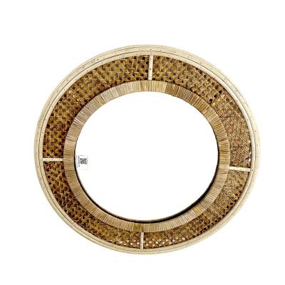 China Home Decor Eco-friendly Elegant Wall Hanging Wooden Mirror Round Vintage Deco Mirror for sale