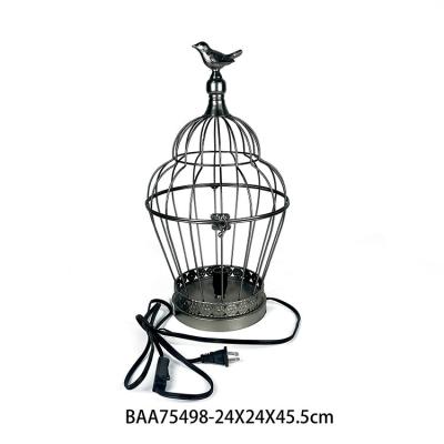 China Modern Factory Customized Birdcage Fancy Design Metal Hotel Bedroom Bedside Table Lamp for sale