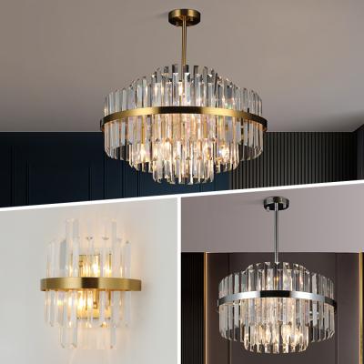 China New Design Modern Decoration Luxury Living Room Hotel Indoor Restaurant Led Crystal Chrome Pendant Light for sale