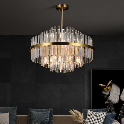 China Indoor Crystal Stair Chandelier Luxury Natural Chandelier LED Crystal Pendant Light Modern Home Decor for sale