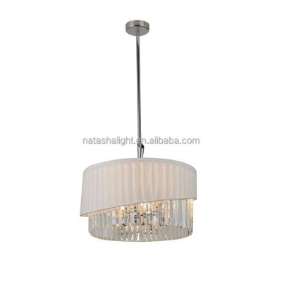 China Modern Trendy Living Room Metal Fabric Decoration Hanging Chandeliers And Pendant Lights for sale