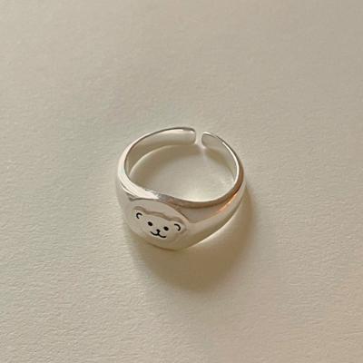 China FASHIONABLE Korean Cute Bear Design ROXI Open Ring Pattern White Color Copper Ring for sale