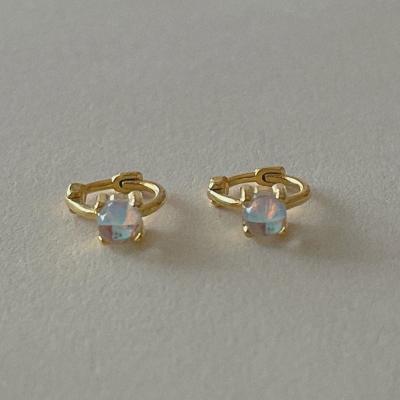 China FASHIONABLE fashion Korean copper temperament ROXI single four-claw diamond-studded moonstone earrings for sale