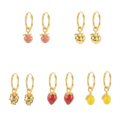 China TRENDY ROXI Mango Strawberry Peach Huggies Earring Jewelry S925 Sterling Silver Zircon Fruit Earrings for sale