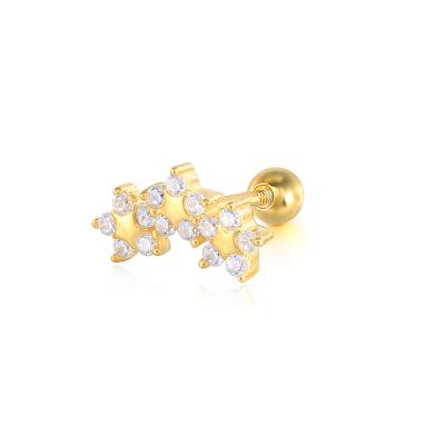 China ROXI Three CLASSIC Earring 18K Gold Floral Curved Earring Diamond Cluster Cartilage Helix Piercing Earring for sale