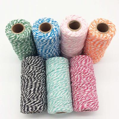 China DIY decoration 2MM 8PLY 2 strands twisted 100m spool cotton bakers twine, double color cotton twine for sale