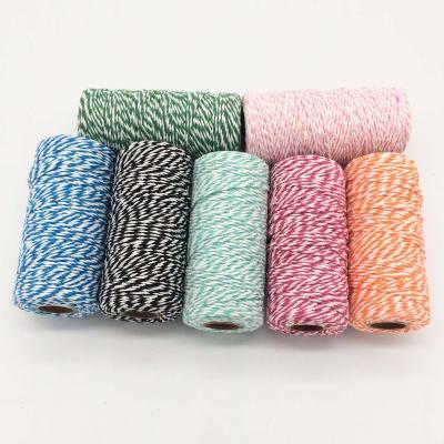 China DIY decoration 2MM 8PLY 2 strands twisted 100m spool cotton bakers twine, double color cotton twine for sale