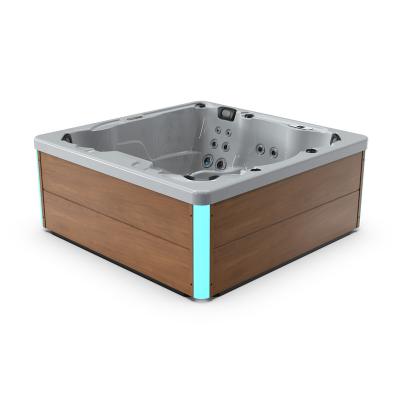 China Freestanding LED Slice Waterfall Hot Tub CE Approved Commercial Spas Hydraulic Massage Bathtub For 7 Person for sale