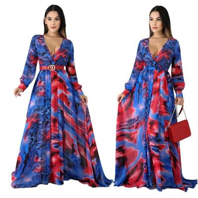 China Best-selling Anti-Static Lady Color Printing Dress Elegan Print Tie-Dye Long Beach Casual Dress Girls Clothes Women Elegant for sale