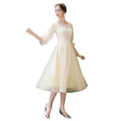 China 2022 Summer New Champagne Breathable Fraternity Dress Medium Length Graduation Dress Bridesmaid Dress for sale