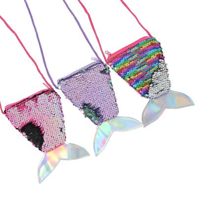 China Other Children's Diagonal Two Color Fish Tail Coin Purse Sequined Women for sale