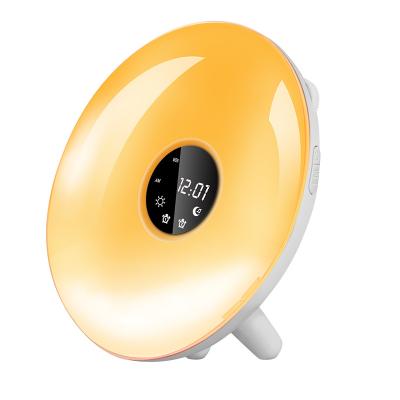 China Dropshipping Radio Wake Up Nap Nature Atmosphere Bedside Lamp Light Sunrise Multiple Sounds Wake Up Sunset Mode 7 Color Cycle for sale