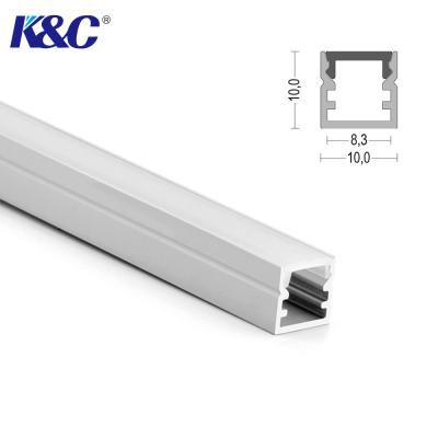 China 10*10mm LED Streifen-Aluminiumprofil mit PMMA-PC Diffusor-Abdeckung zu verkaufen