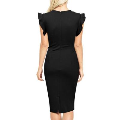 China Breathable Crew Neck Sleeveless Midi Lady Slim Dress Women Office Formal Dress New Dress Styles Women for sale