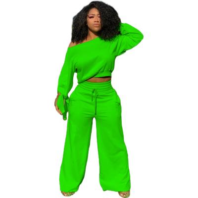 China 2020 Autumn Women's Clothing Set Breathable Solid Color Women's Two-Piece Sweatpants Suits Set For Women for sale