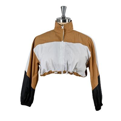 China 2020 New Breathable Fashion Women Sports Wear Contrast Color Cropped Jacket Women for sale