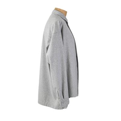 China New Design Anti-Wrinkle Solid Color Casual Gray Wool Loose Fit Oversized Long Sleeve Shirt Men for sale