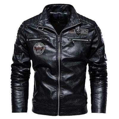 China Foreign Trade Waterproof New Men's Motorcycle Leather Jacket Biker Jacket Motorcycle Black Leather for sale