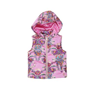 China Wholesale Fashion Baby Anti-wrinkle Padded Stripper Girl's Jacquard Padded Vest With Hood for sale