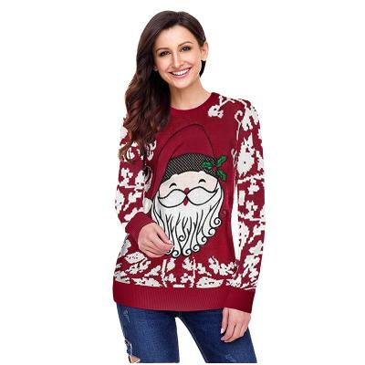 China Adult Anti-wrinkle Crewneck Sweater Pattern Knitted Ugly Christmas Sweater Christmas Sweaters for sale