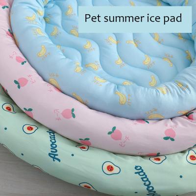 China Cool Pet Ice Pad Summer Cat Dog Bed Cooler Ice Silk Cloth Light Cooling Pad for sale