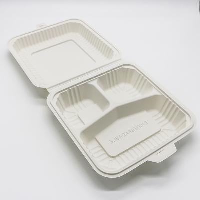 China Biodegradable PLA Three Compartment Food Box Take Out Food Container for sale