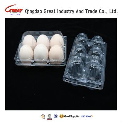 China Disposable Plastic Egg Tray Egg Packing Tray For Chicken Eggs 6 Holes Packers for sale