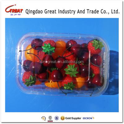 China Disposable Transparent Blister Food And Plastic Fruit Tray , Disposable Grape Packaging Tray With Lid for sale