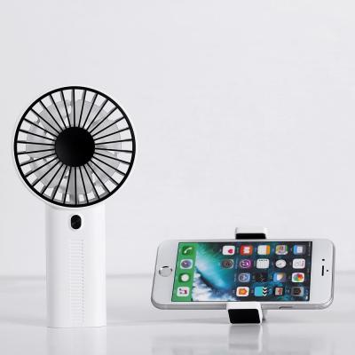 China Hotel Mini Handheld Air Fan Cell Phone Bracket Rechargeable Cooler Portable Table Fan for sale