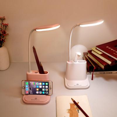 China For Office AGQ Multifunctional Newcomer LED Desk Table Lamp with Pen Container and Mobile Phone Holder for sale