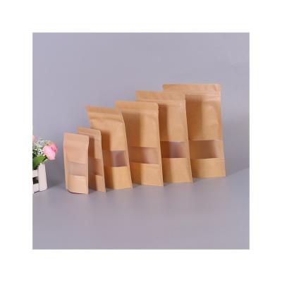 China Recyclable Chinese Factory Kraft Paper Zipper Bag With White Window Handle for sale