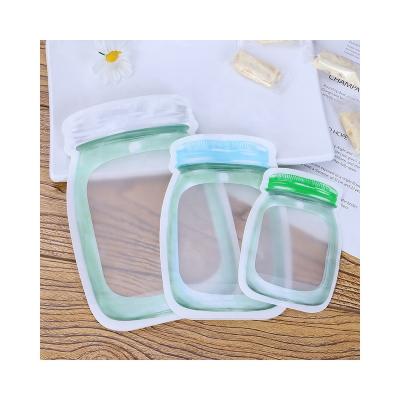 China Wholesale Mason Bottle Shape Food Bag Mason Jar Zipper Bag Snack Storage Bag From china trade CANDY for sale