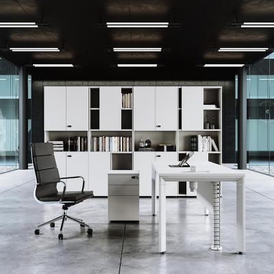 China Hot Sale Modern Design Furniture Adjustable Minimalist Secretary Staff White Desk (Height) for sale