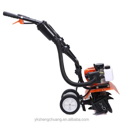 China Hot Farms 2021 Mini Two Stroke Power Loosening Wheel Cultivator Tiller for sale