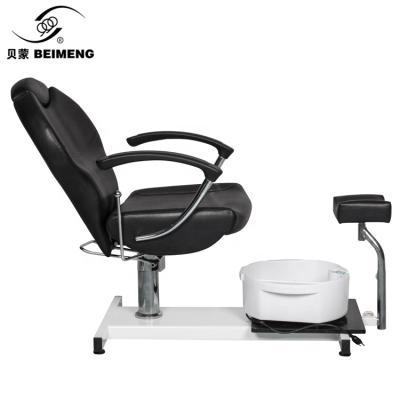 China Single Leather/Plastic/Sponge Synthetic Pedicure Foot Spa Massage Chair Foot Rest With Piping Pedicure Spa Chair for sale