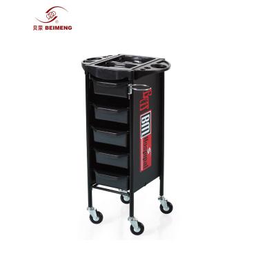 China BEIMENG Modern Wholesale Hair Salon Furniture Lockable Black Barber Trolley With Wheels Salon Trolley Beauty Salon Car for sale