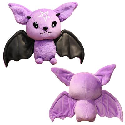 China Custom Dark Bat Toy Pentagram Moon Bat Doll Plush Factory Series Washable Stuffed Rock Style Package Gothic Halloween Plush Toy for sale