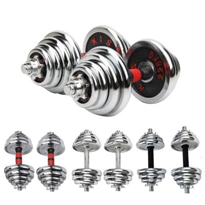 China China Universal Hot Selling Adjustable Plating Dumbbell Set Weightlifting Weight Dumbbells Chrome Dumbbell Set for sale