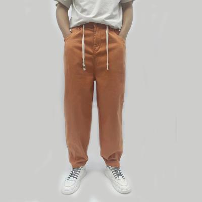 China Stretch JC-3937 New arrival vintage loose fit fashion stylish cotton orange color cargo work pull-on pants for men for sale