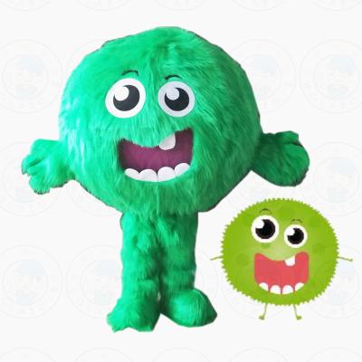 China Soft Plush Hola Green Fur Monster Mascot Costumes / Custom Mascot Costumes for sale