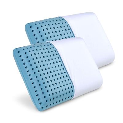 China Amazon Hot Selling Anti-Static Blue Cooling Gel Infused Memory Foam Punch Ventilated Bed Pillow for sale